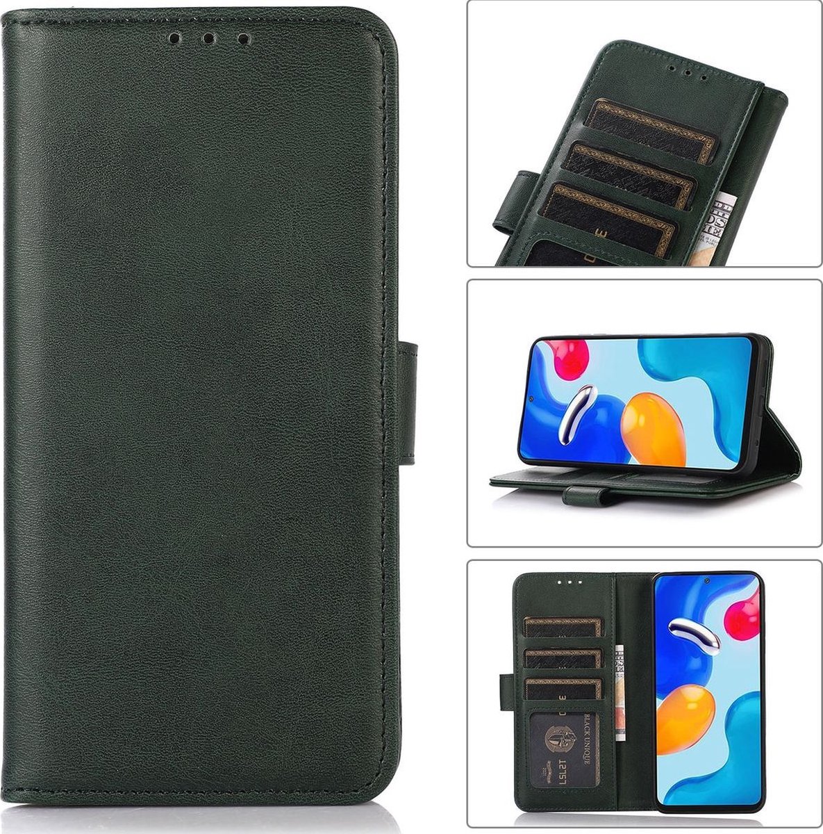 Mobigear Telefoonhoesje geschikt voor OnePlus 10T Hoesje | Mobigear Wallet Bookcase Portemonnee | Pasjeshouder voor 3 Pasjes | Telefoonhoesje voor Pinpas / OV Kaart / Rijbewijs - Groen