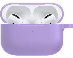 Hoesje - Geschikt voor Apple AirPods Pro 2 - met Clip - Siliconen Hoes - Silicone Case Cover - Lila