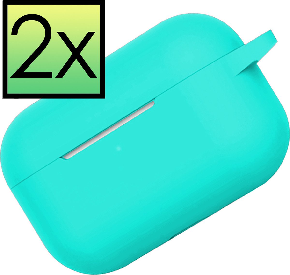 Hoes Geschikt voor AirPods Pro 2 Hoesje Cover Silicone Case Hoes - Mintgroen - 2x