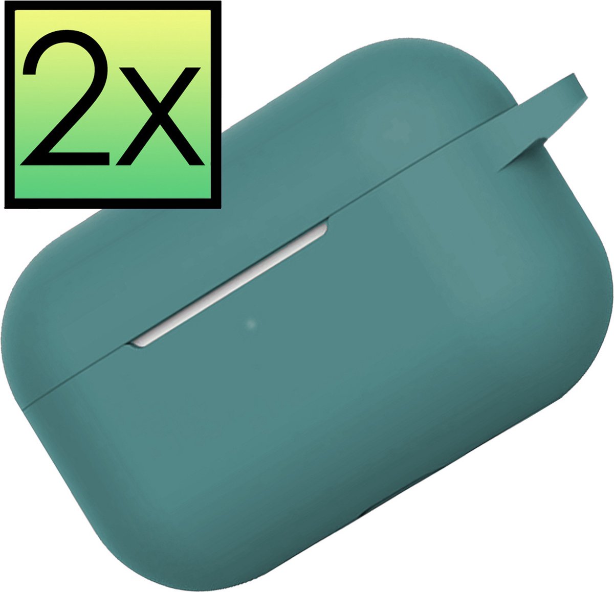 Hoes Geschikt voor AirPods Pro 2 Hoesje Cover Silicone Case Hoes - Donkergroen - 2x