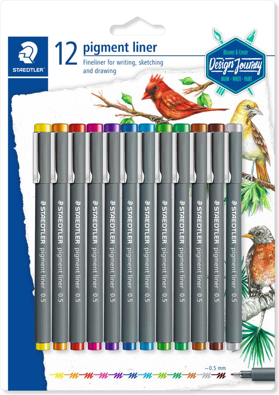 STAEDTLER Design Journey – pigment liner 308 – set 12 kleuren