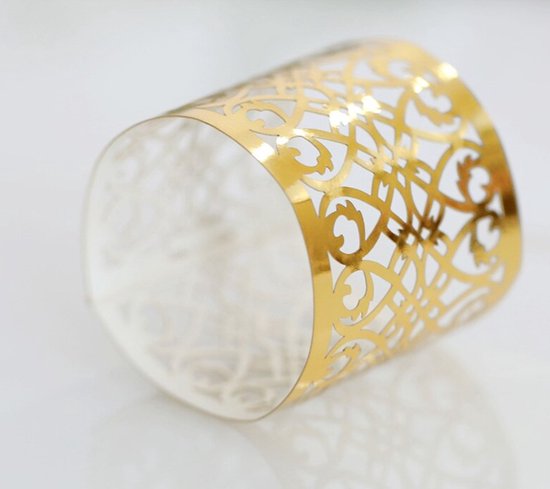 50 Kartonnen servetringen in goudkleur met vouwsluiting - 50 stuks - Decoratie Bruiloft - Verjaardag - Tafeldecoratie - Luxe - Merkloos