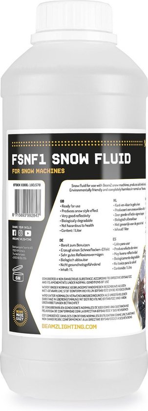 Sneeuwvloeistof voor sneeuwmachine - BeamZ FSNF1 - 1 liter - Universeel