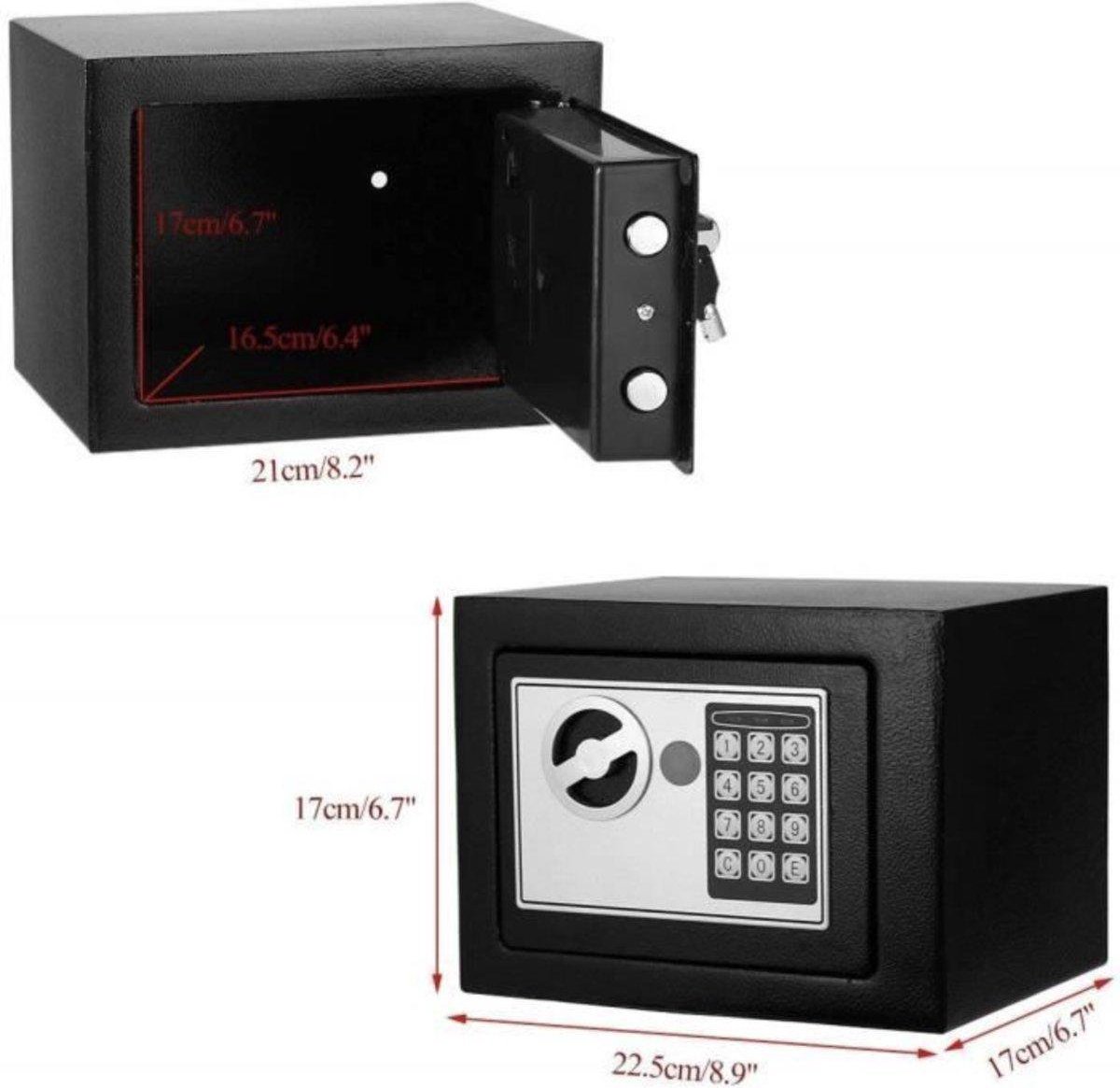 NOR-TEC Digital Safety box - Digitale kluis - kluis elektronisch - digitale kluis met sleutelslot - geldkist cijferslot