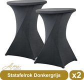 Statafelrok donkergrijs 80 cm - per 2 - partytafel - Alora tafelrok voor statafel - Statafelhoes - Bruiloft - Cocktailparty - Stretch Rok - Set van 2