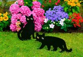 Maximex Vogelverschrikker katten set van 2, verdrijft ongewenste gasten uit de tuin, van zwart gelakt metaal, met fonkelende kogen, afmetingen (b x h): 37 x 24 cm