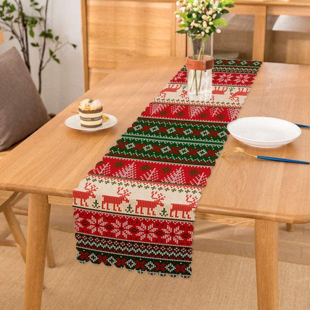 Rendieren tafelloper 45x260 cm - Christmas - Velvet textiel - Kerst Decor - Runner - Tafelkleed