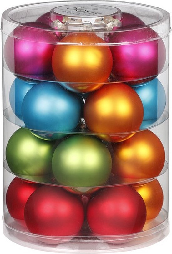 Kerstballen - 40x stuks - gekleurd - 6 cm - glas