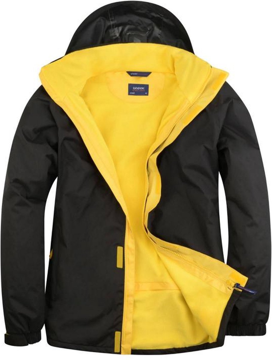 Uneek - De luxe Outdoor Jacket - zwart/geel - maat XXXL