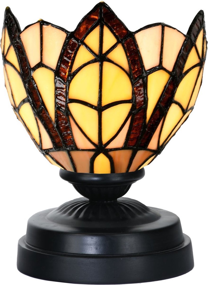 Art Deco Trade - Tiffany lage tafellamp zwart met Flow Souplesse Small