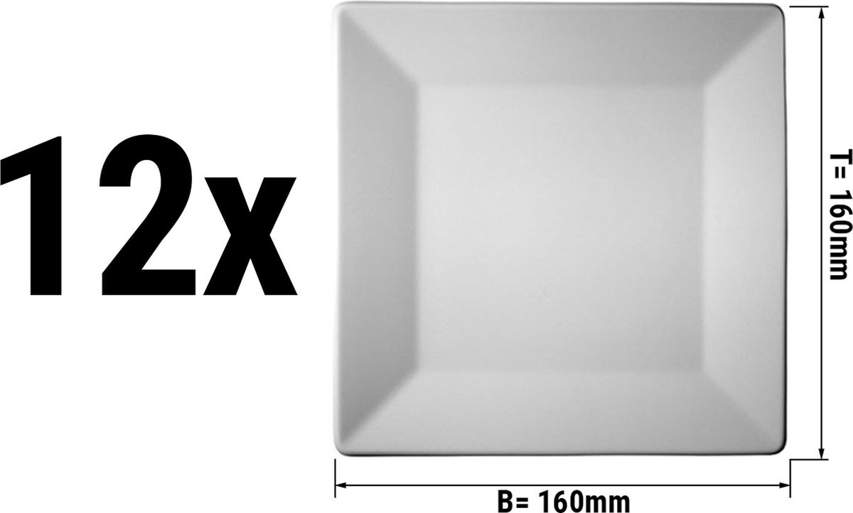 (12 stuks) MAYA - Bord plat & vierkant - 16 x 16 cm | GGM Gastro