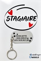 Fucking quitter, I mean good luck with your new job Sleutelhanger inclusief kaart – Stagiaire cadeau - Stage - Leuk kado voor je stagiaire om te geven - 2.9 x 5.4CM