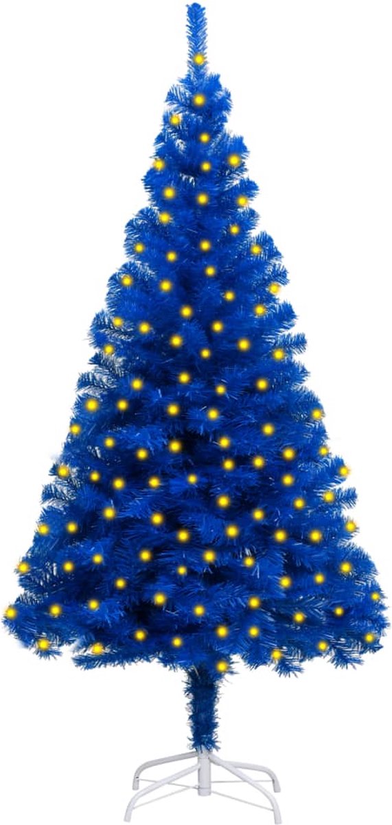 Prolenta Premium - Kunstkerstboom met LED's en standaard 180 cm PVC blauw