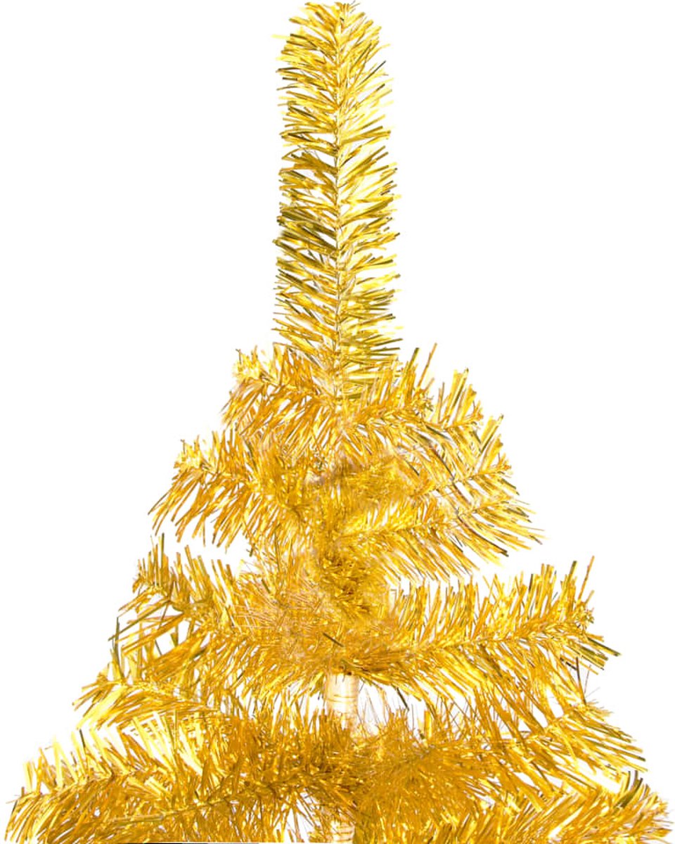 Prolenta Premium - Kunstkerstboom met LED's en standaard 210 cm PET goudkleurig