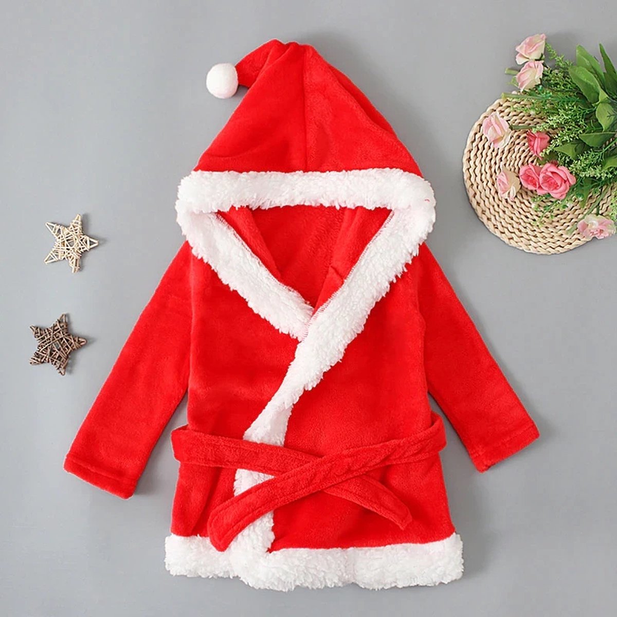 Costume Père Noël Adulte Complet - Veste, Pantalon, Ceinture, Chapeau, Barbe - Taille Unique Rouge/Blanc