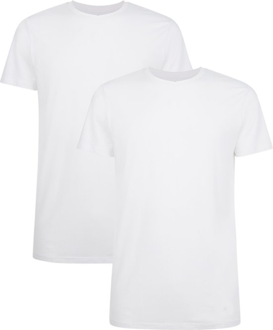 Bamboo Basics T-shirt en bambou extra long pour homme à col rond Ruben - lot de 2 - Blanc - M