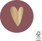 Sluitsticker - Sluitzegel – Warm Rood  - Bordeaux – Goud – Hart / Hartje | Trouwkaart – Geboortekaart – Envelop | Harten | Envelop stickers | Cadeau – Gift – Cadeauzakje – Traktatie | Leuk inpakken | Huwelijk - Babyshower| DH collection