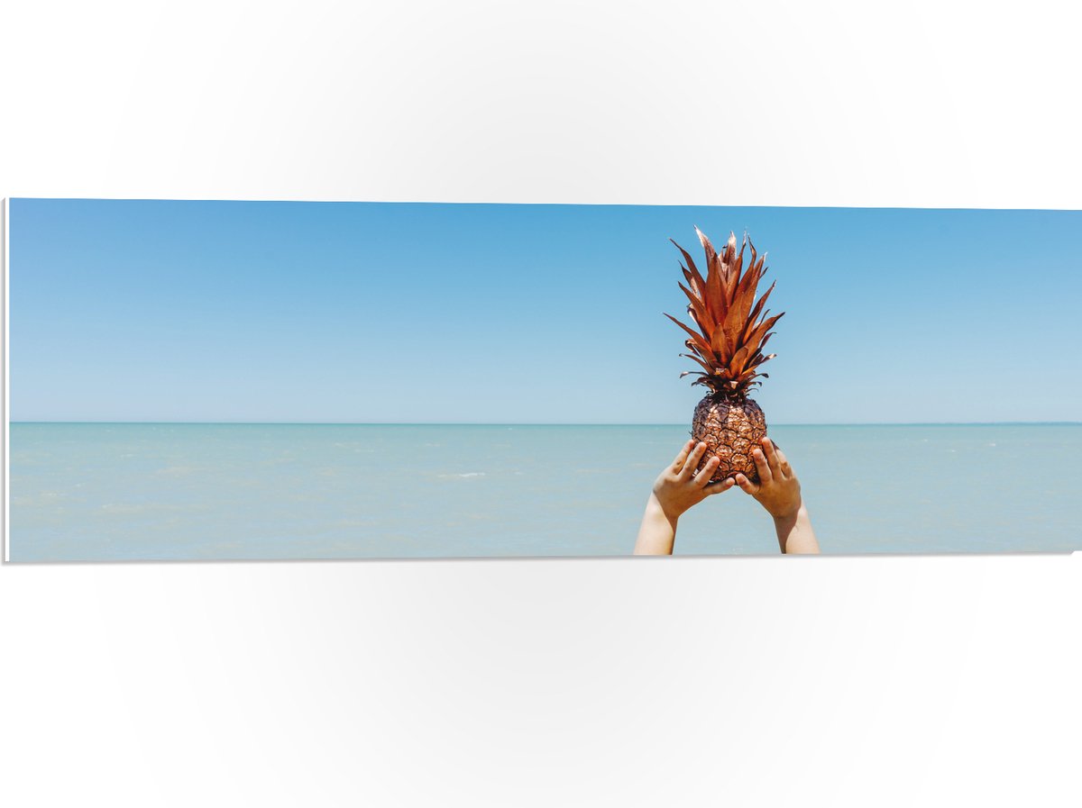 PVC Schuimplaat - Ananas boven de Zee - 90x30 cm Foto op PVC Schuimplaat (Met Ophangsysteem)
