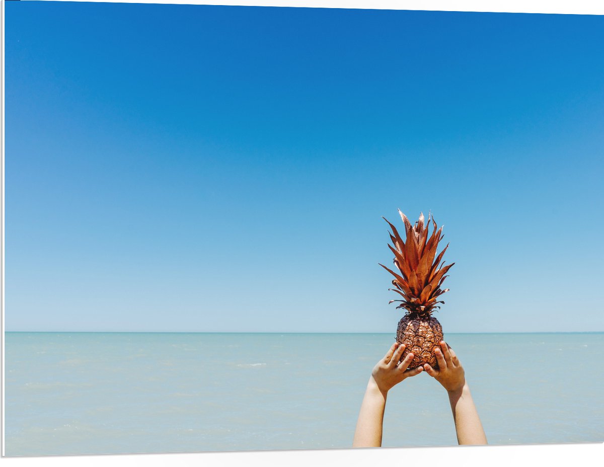 PVC Schuimplaat- Ananas boven de Zee - 100x75 cm Foto op PVC Schuimplaat