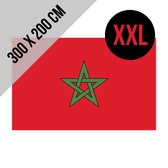 Vlag XXL Marokko/ Morocco | Eilm Almaghrib | Marokkaanse vlag | Maroc | 300 x 200 cm | Duurzaam | Met band, koord en lus | Flag