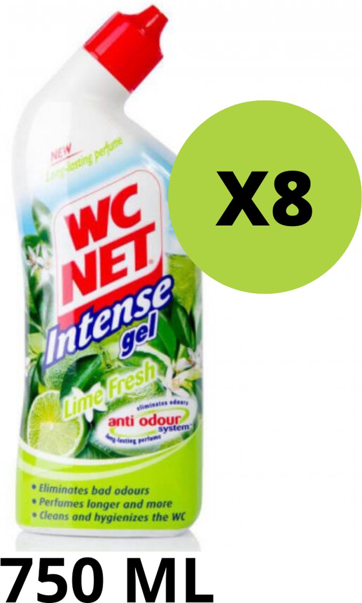 WC Net Intense Gel Lime Fresh WC Reiniger (Voordeelverpakking) - 8x 750 ml