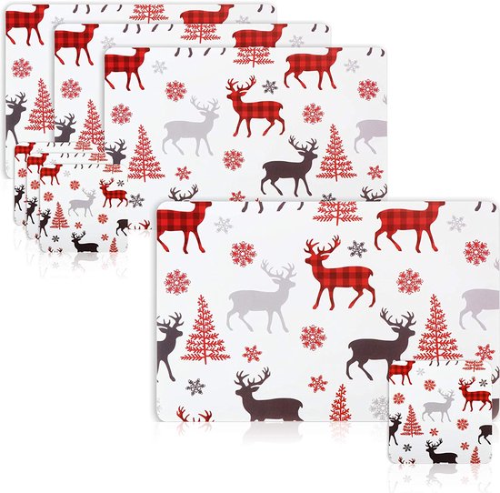 8delige placemat Kerstmis decoratieve placemat met onderzetter