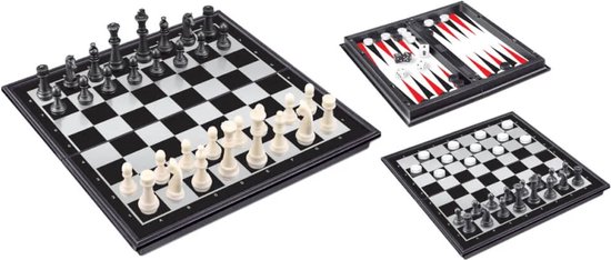 Thumbnail van een extra afbeelding van het spel 3-in-1 magneetspel - Natural Games - dammen -schaken- Backgammon - Reisspel