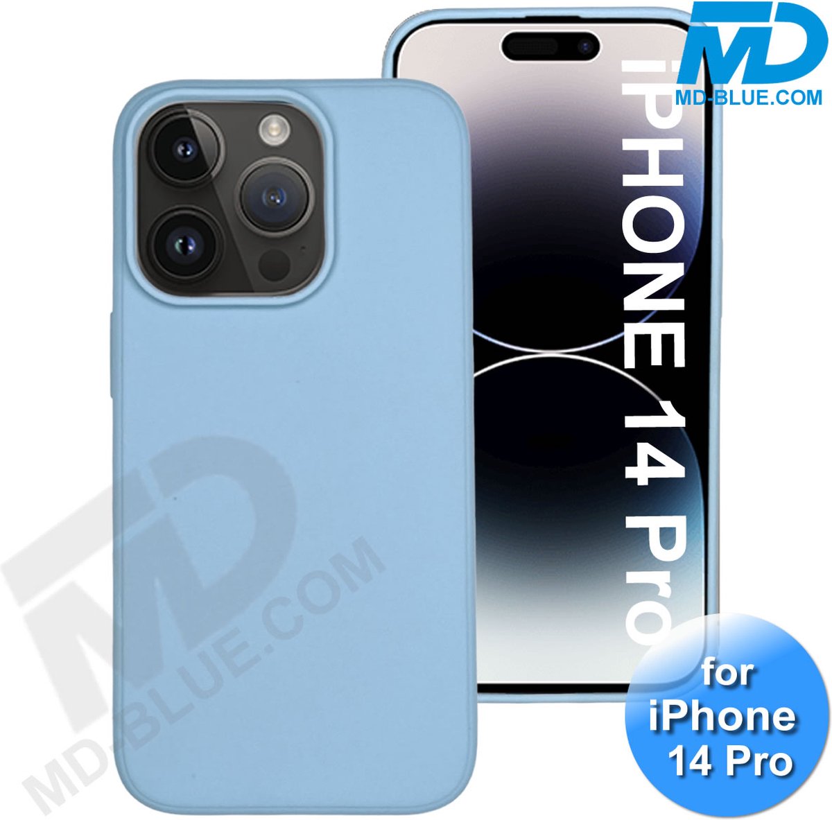 Hoesje geschikt voor iPhone 14 Pro - telefoonhoesje - Back Cover - Siliconen - Telefoonhoesje - Staal Blauw