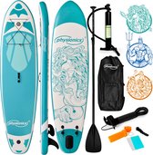 GoodVibes - Stand Up Paddle Board - 305cm - Opblaasbaar SUP Board - Verstelbare Peddel - Handpomp met Manometer - Rugzak - Reparatieset - Paddle Board - Surfboard - Nymph Mintgroen