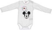 Disney Mickey Mouse – I Love You - Unisex Baby Body Lange mouwen - wit - Maat  62-68