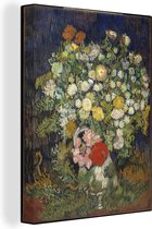 Canvas Schilderij Boeket van bloemen in een vaas - Vincent van Gogh - 60x80 cm - Wanddecoratie