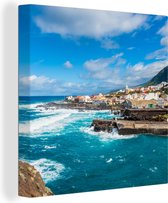 Canvas Schilderij Uitzicht op kustdorp Garchico op Tenerife - 50x50 cm - Wanddecoratie
