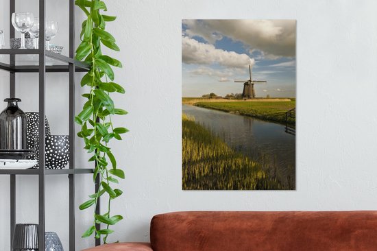 Tableau sur toile Moulin à vent sur l'eau en Frise occidentale - 60x90 cm - Décoration murale