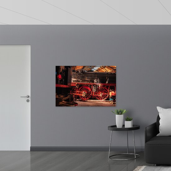WallClassics - Bois - Pièces d'unité de train d'usine - 120x80 cm - 12 mm d'épaisseur - Photo sur bois (avec système de suspension)