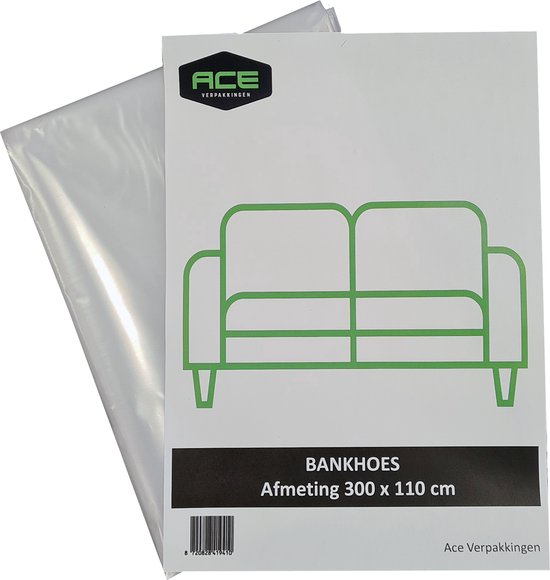 Ace Verpakkingen - Bankhoes - 300 × 100cm - Meubelhoes - Transparant - Verhuishoes - Handig voor verhuizen/opslag/klussen