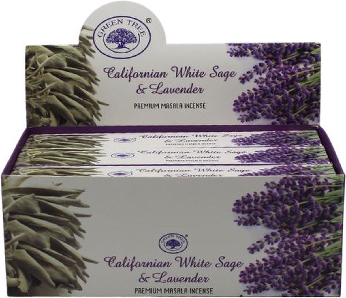 Green Tree Candle Green Tree Californian White Sage & Lavender Wierook (12 pakjes a 15 gr) Multicolor