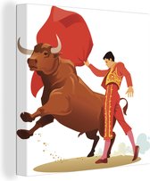 Une illustration d'une toile de torero 20x20 cm - petit - Tirage photo sur toile (Décoration murale salon / chambre) / Peintures sur toile Animaux de la ferme