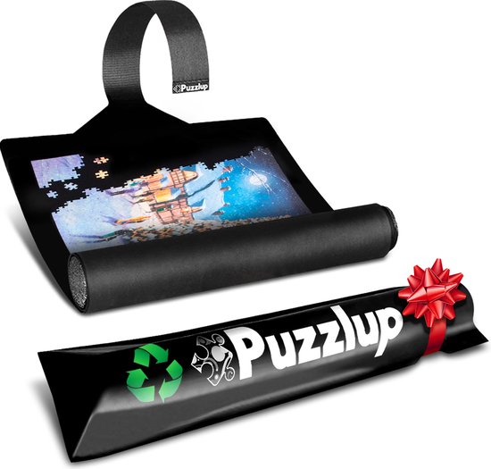 Puzzlup 1500 Puzzelmat - XL formaat - Neopreen - Zelfsluitend en Antislip - Portapuzzle met zwarte ECO-verpakking! Tot en met 1500 stukjes - 66x120 cm