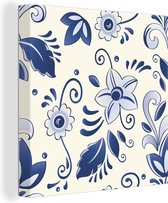 Une illustration de toile d'orchidées bleues 20x20 cm - petit - Tirage photo sur toile (Décoration murale salon / chambre) / Peintures Fleurs sur toile