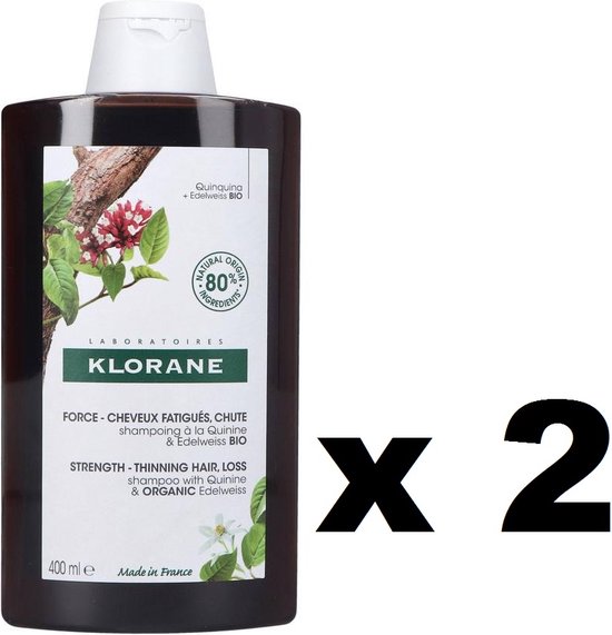 Klorane Stärkendes Shampoo Mit Chinin – 2x400 Ml | Gegen Haarausfall, Für Schwaches Und Devitalisiertes Haar