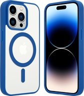 ShieldCase geschikt voor Apple iPhone 14 Pro Magneet hoesje transparant gekleurde rand - blauw - Shockproof backcover hoesje - Hardcase hoesje - Siliconen hard case hoesje met Magneet ondersteuning