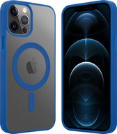 ShieldCase telefoonhoesje geschikt voor Apple iPhone 12 Pro Max Magneet hoesje transparant gekleurde rand - blauw