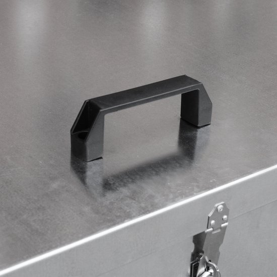 Conteneur alimentaire en métal - 64 litres - 89x68x126cm - 2 compartiments - galvanisé - cadenas - bétail - baril d'alimentation