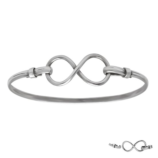 Zilveren armband vrouw | Zilveren bangle armband met infinity teken