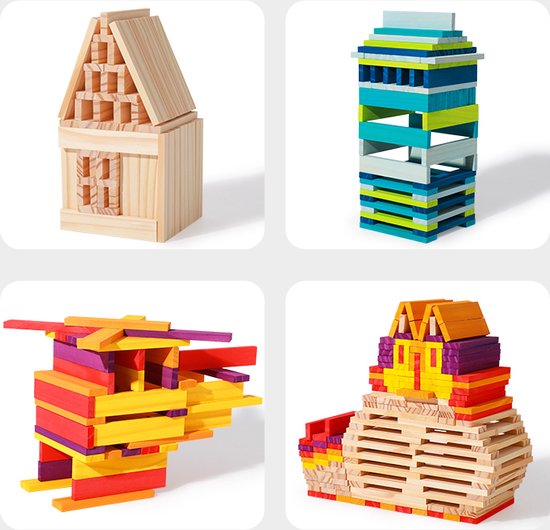 Bouwplankjes - 100 stuks - Blanke kleur - Past bij Kapla - educatief houten  speelgoed | bol.com