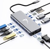 Silver Eagle 12-in-1 USB C Hub- Laptop Docking Station - USB C Hub Multiport Adapter - 4K HDMI - DP-ALT-MODE - WIN - Mac - Thunderbolt 3- Spacegrey