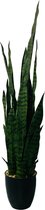 HEM Sanseviera / Vrouwentong Kunstplant - Levensechte Kunstplant voor binnen - in pot - groen 92 cm - niet van echt te onderscheiden