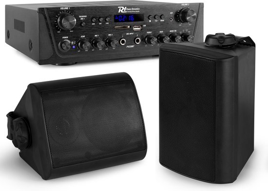 Geluidsinstallatie met Bluetooth - PV220BT 2-zone versterker audio 2 BGO40 zwarte... | bol.com