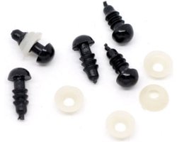Veiligheidsoogjes ● 5mm ● met sluitringen - zwart - "MULTIPLAZA" - rond ● 10 stuks ● (5 paren) - hobby - creatief - poppen - knuffels - amigurumi's - haken - breien
