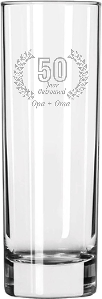 Gegraveerde Longdrinkglas 22cl Opa + Oma 50 jaar getrouwd